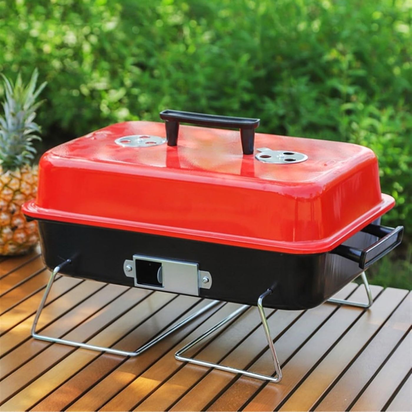 Barbecue portable avec couvercle, support léger
