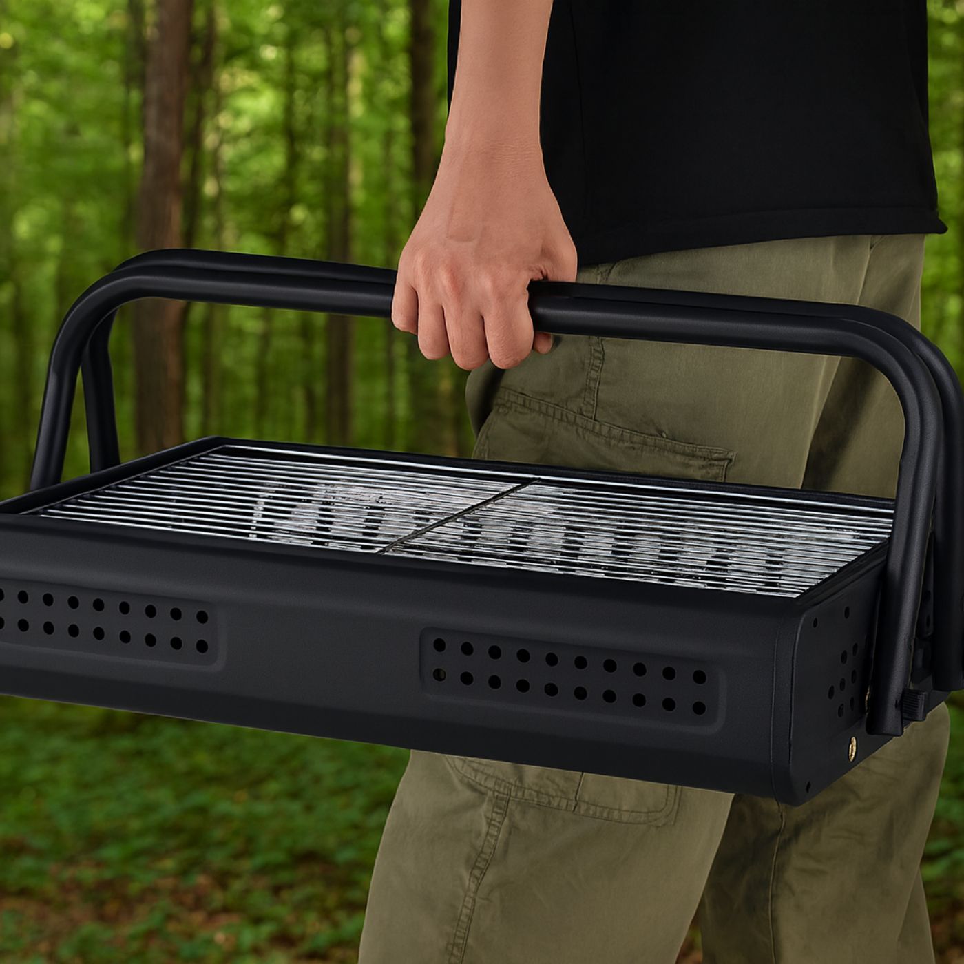 Barbecue d'extérieur portable avec pieds pliables