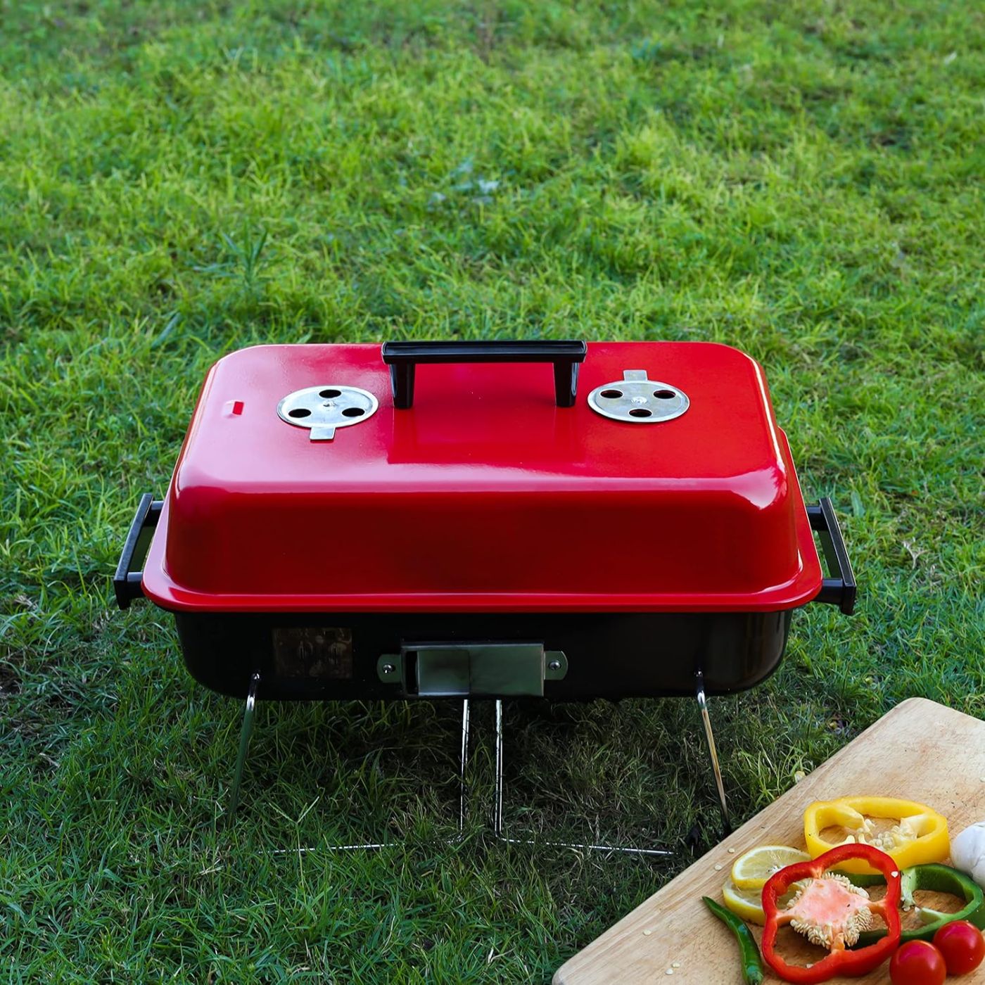 Barbecue portable avec couvercle, support léger
