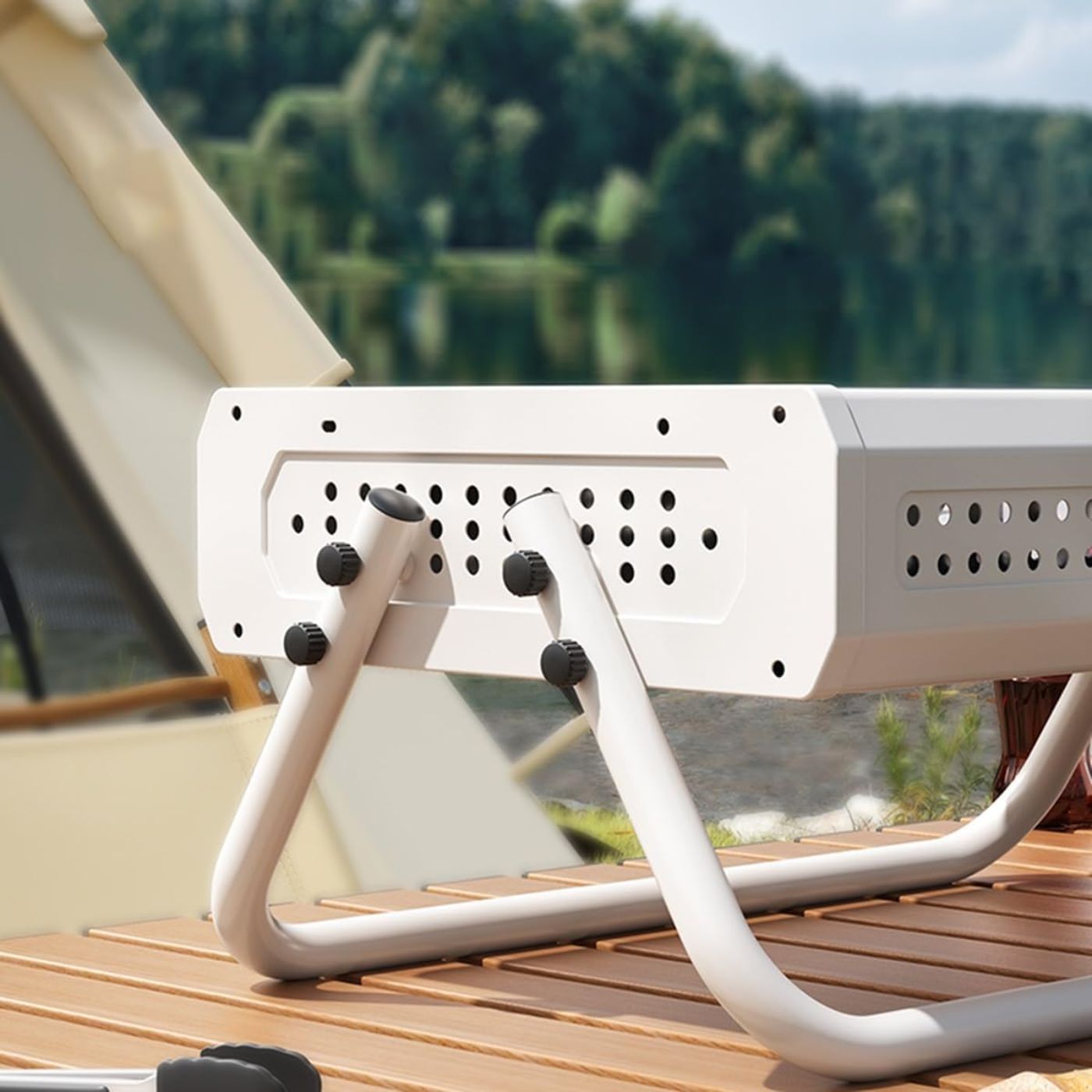 Barbecue d'extérieur portable avec pieds pliables