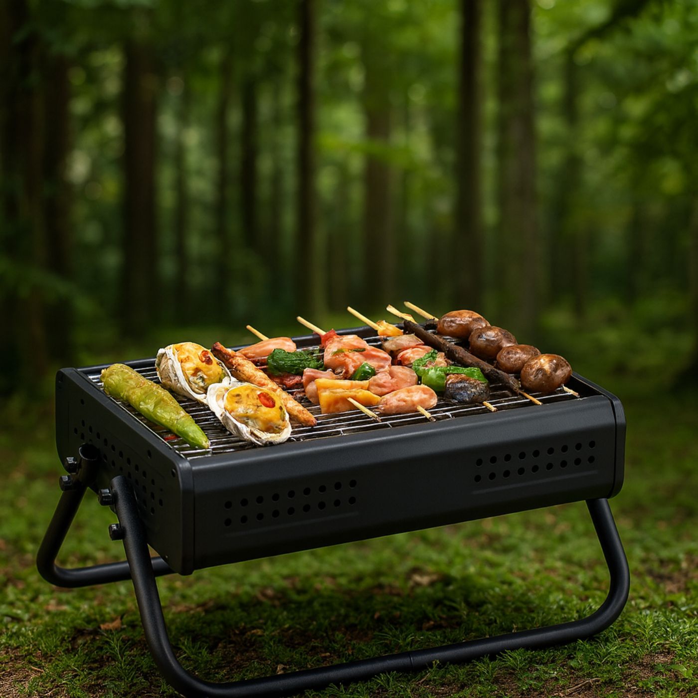 Barbecue d'extérieur portable avec pieds pliables