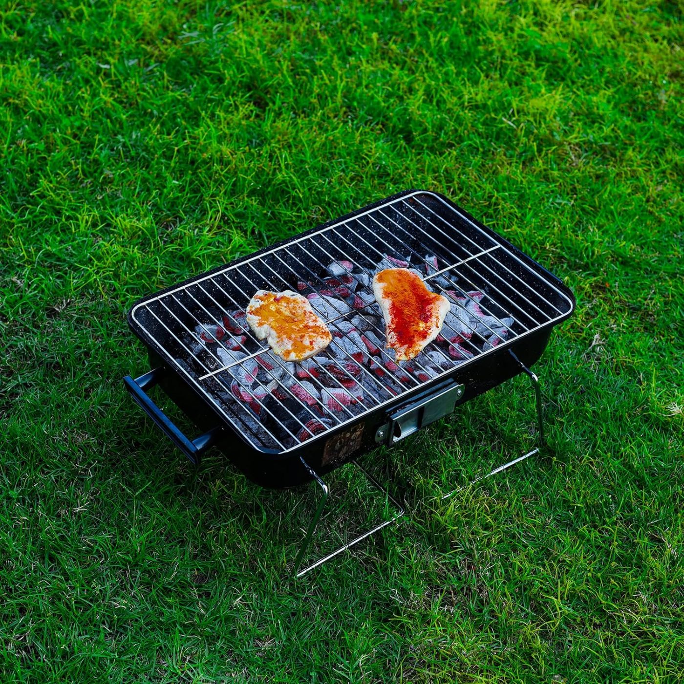 Barbecue portable avec couvercle, support léger