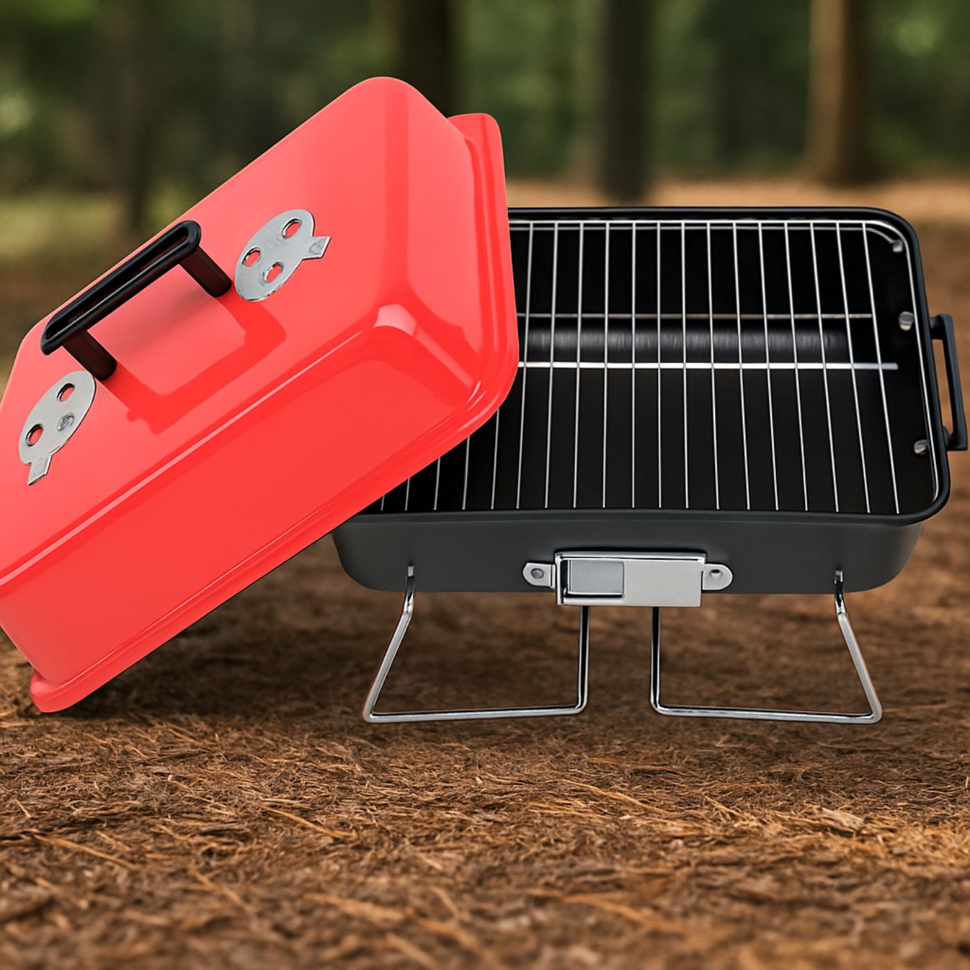 Barbecue portable avec couvercle, support léger