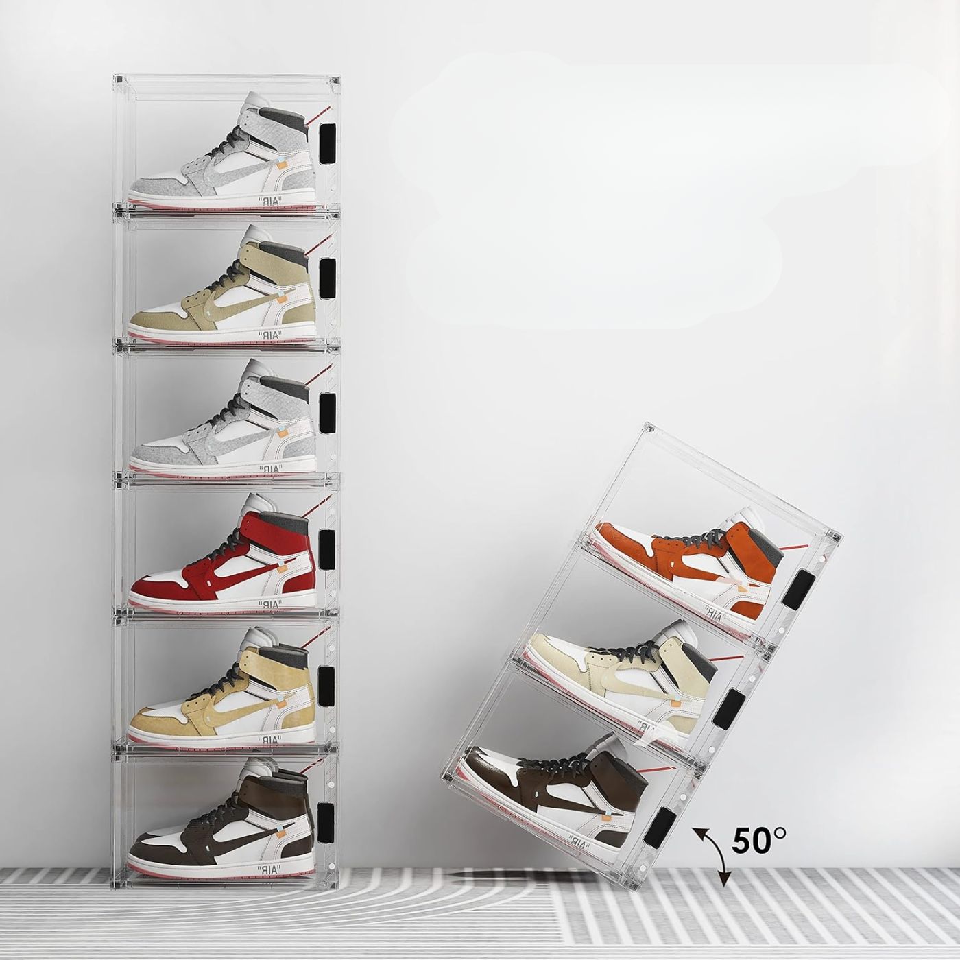 Lot de 4 boîtes à chaussures pliables en plastique transparent